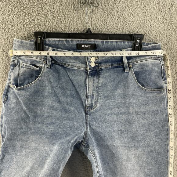 Hudson Womens Jeans Flap Pocket Button Sz 16 x 27 Straight Leg Icy Blue Mid Rise - Picture 7 of 15